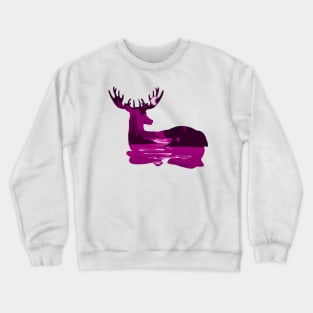 Pink Deer Silhouette Crewneck Sweatshirt